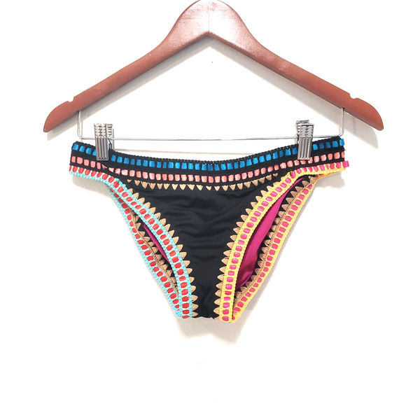 Bar III Women SIZE S Be Weave It Cheeky Bikini Swim Bottoms Black Crochet Color - Picture 1 of 8